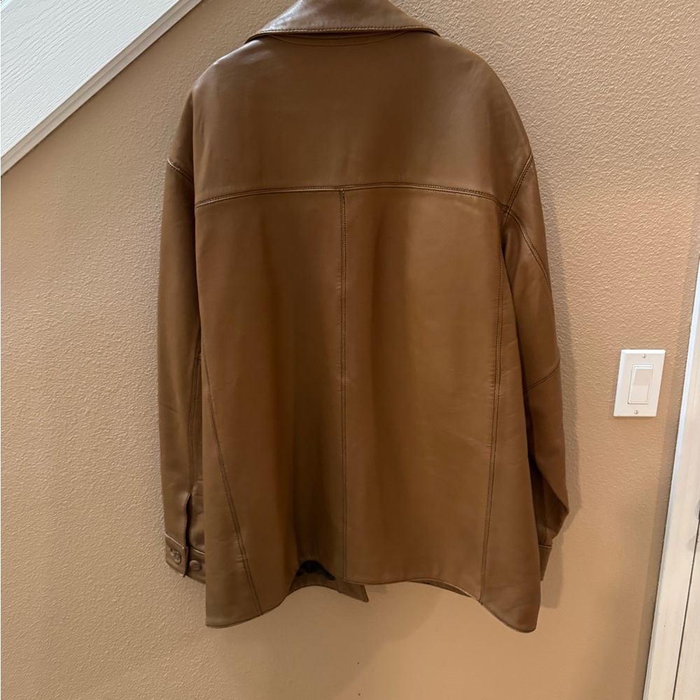 Men's Tan Leather Jacket - Picture 2 of 6